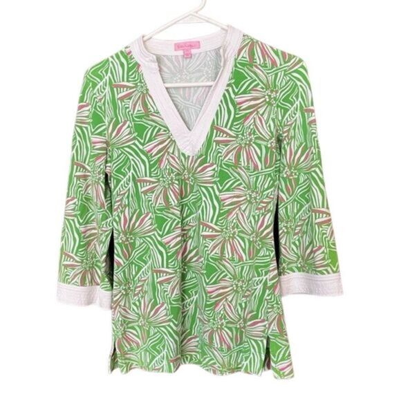 Lilly Pulitzer Renato Tunic Top Floral Split Neck - Picture 1 of 8